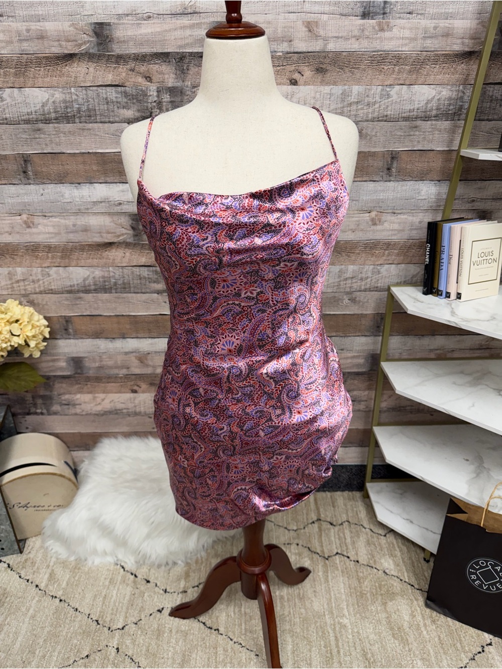 Cinq a Sept Pink Paisley Satin Mini Dress